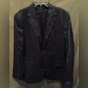NWT Piombo Men’s Black Unlined Linen Style Blazer w/Flap Pockets; Size 40